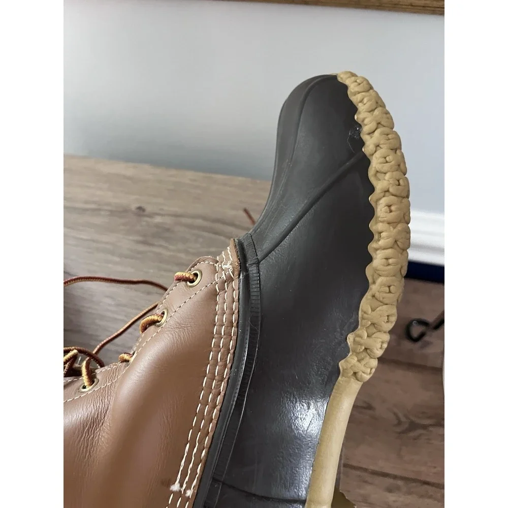 L.L. Bean Bean Boots Mens Size 14 Wide Brown Leather Waterproof Duck Rain M1